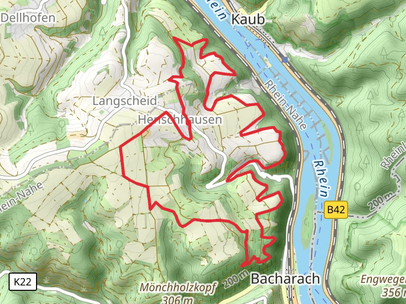 Am Haltewagen via Blauer Kasten and Welterbesteig Oberes Mittelrheintal Loop