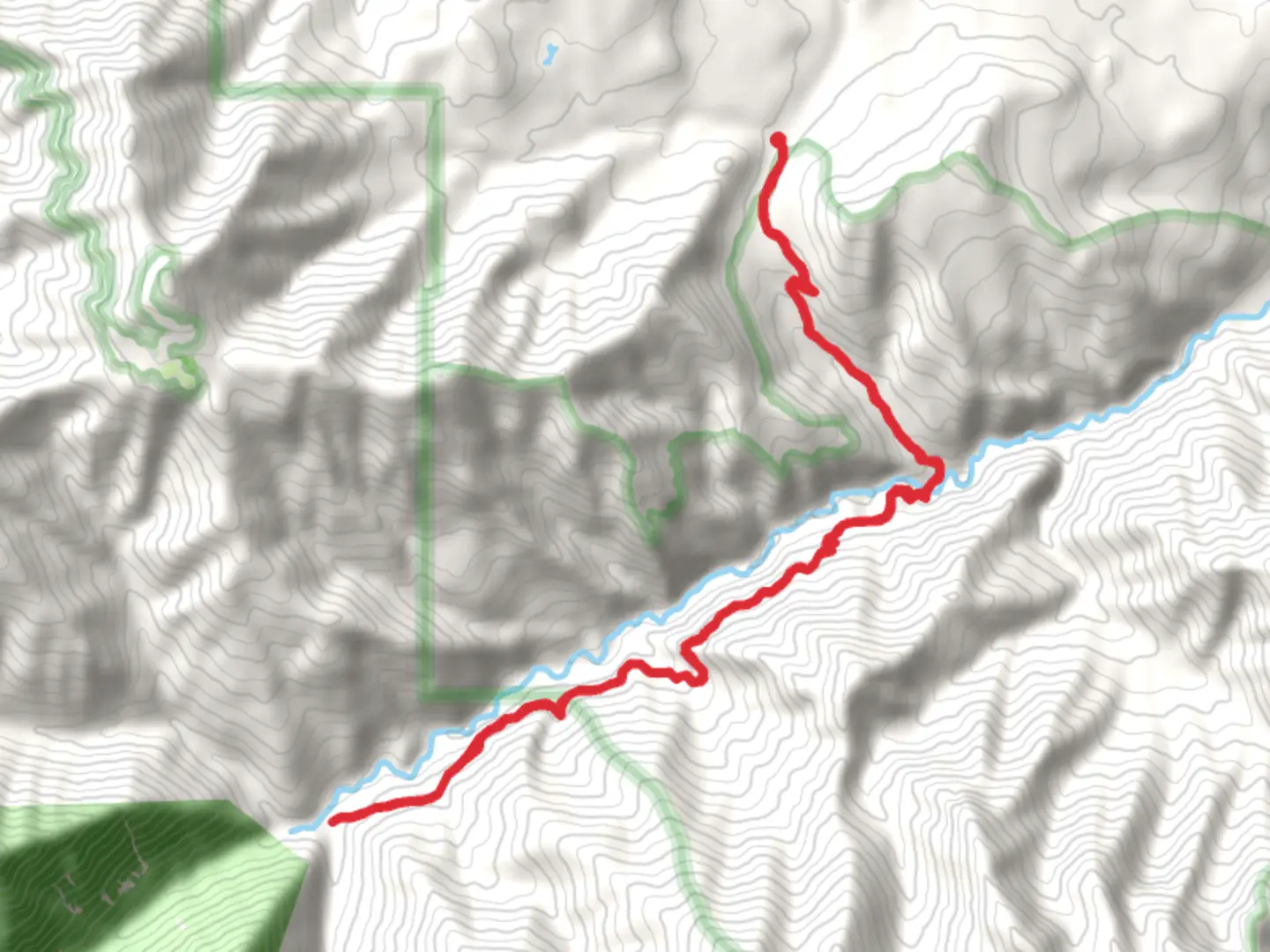 An image depicting the trail Gray Wolf River and Slab Camp Trail and its surrounding area.
