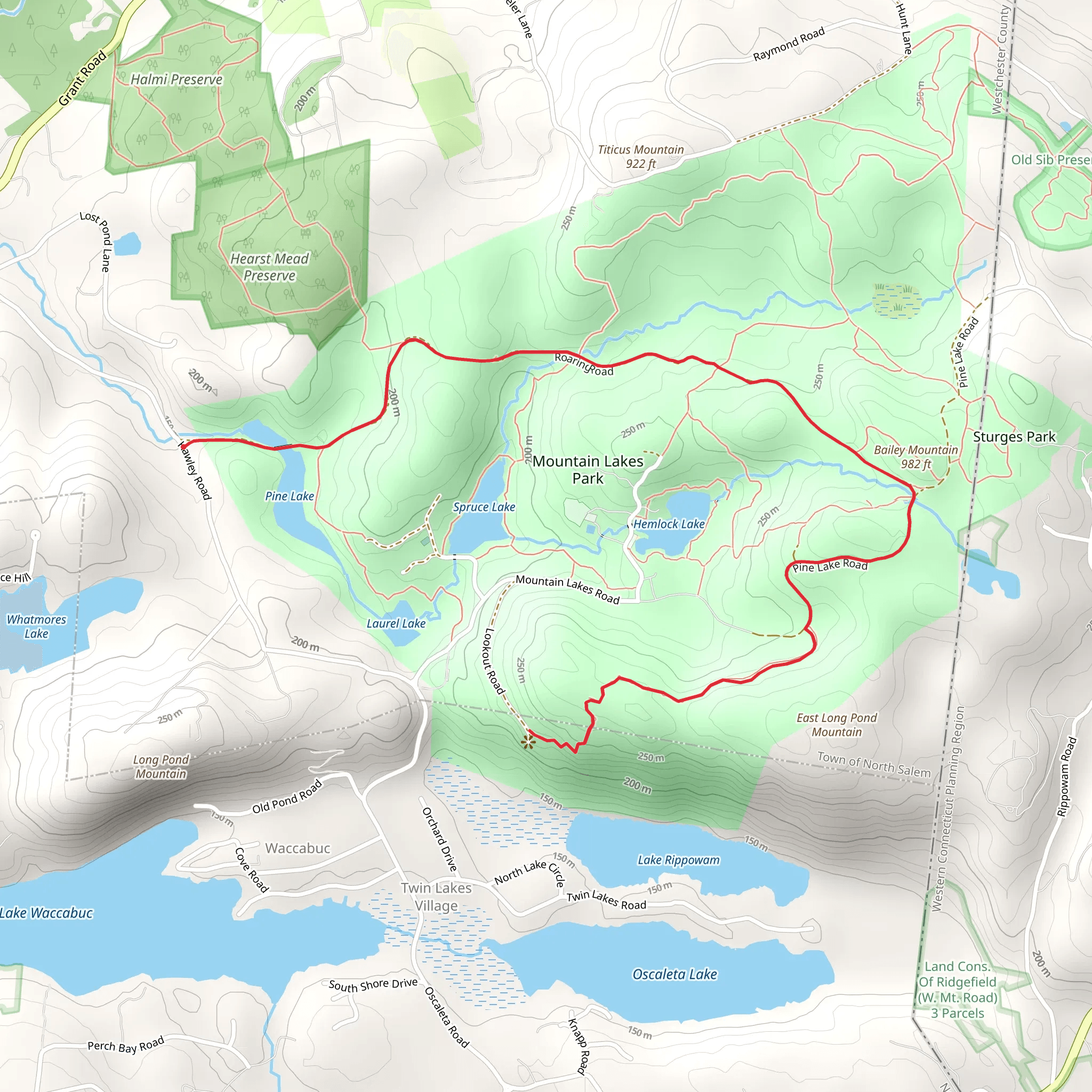 Mountain Lakes Park Trail mobile static map