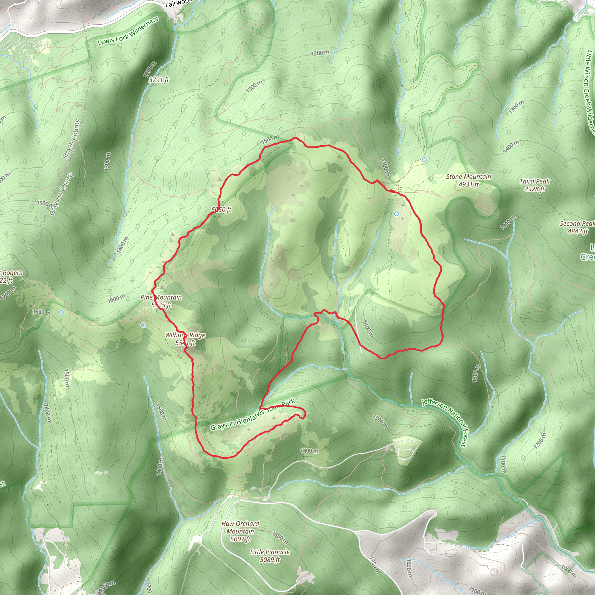Pine Mountain Wilburn Ridge Loop via Appalchian Trail mobile static map