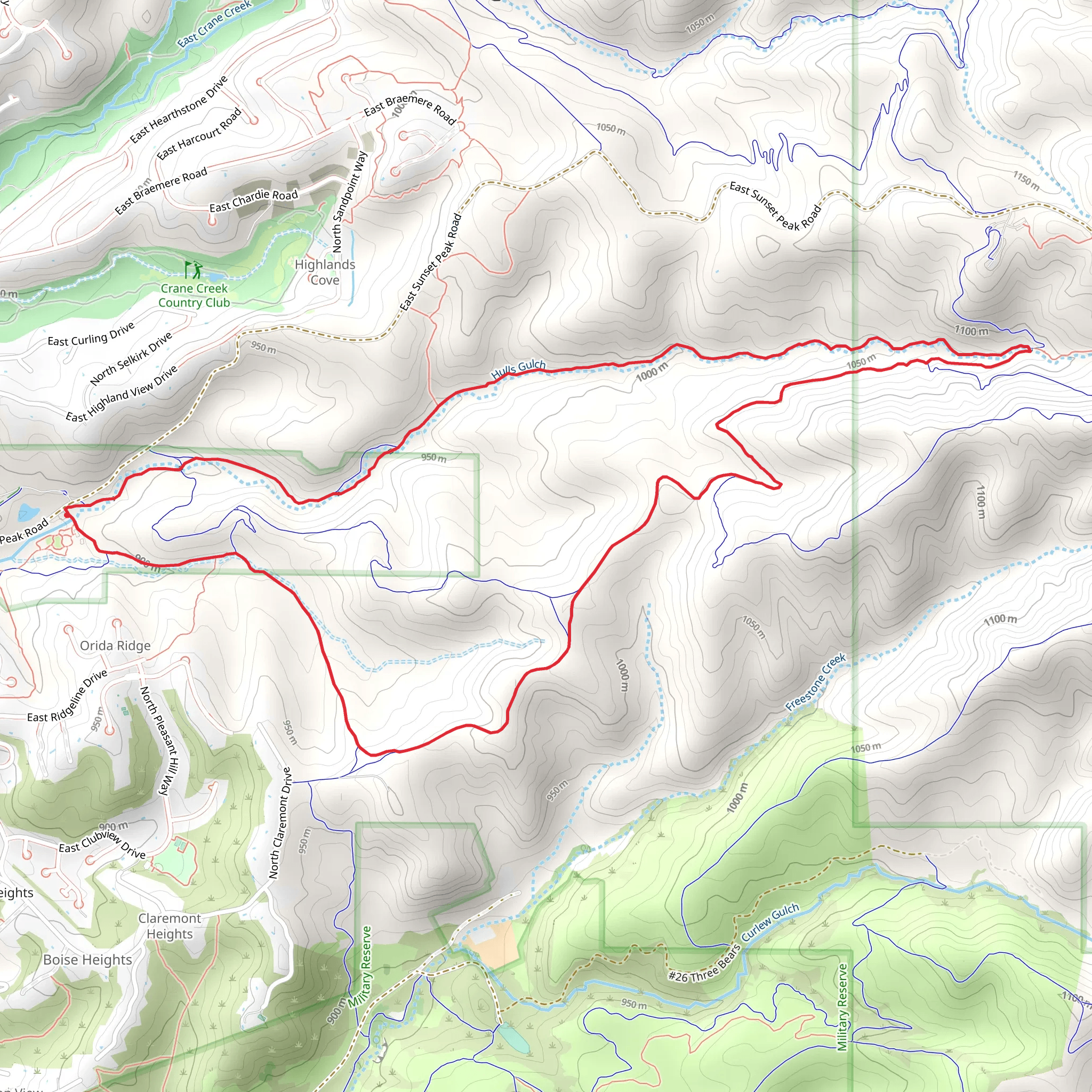 Kestrel and Lower Hulls Gulch Loop Trail mobile static map