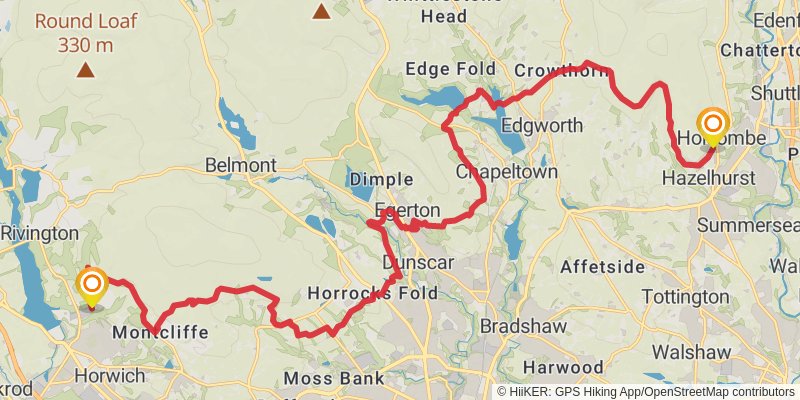 West Pennine Moors Bridleway Loop stage 4 Map
