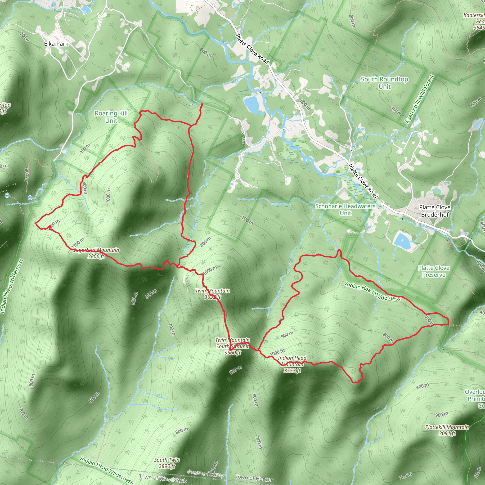 Sugarloaf, Twin and Indian Head Mountain Trail mobile static map