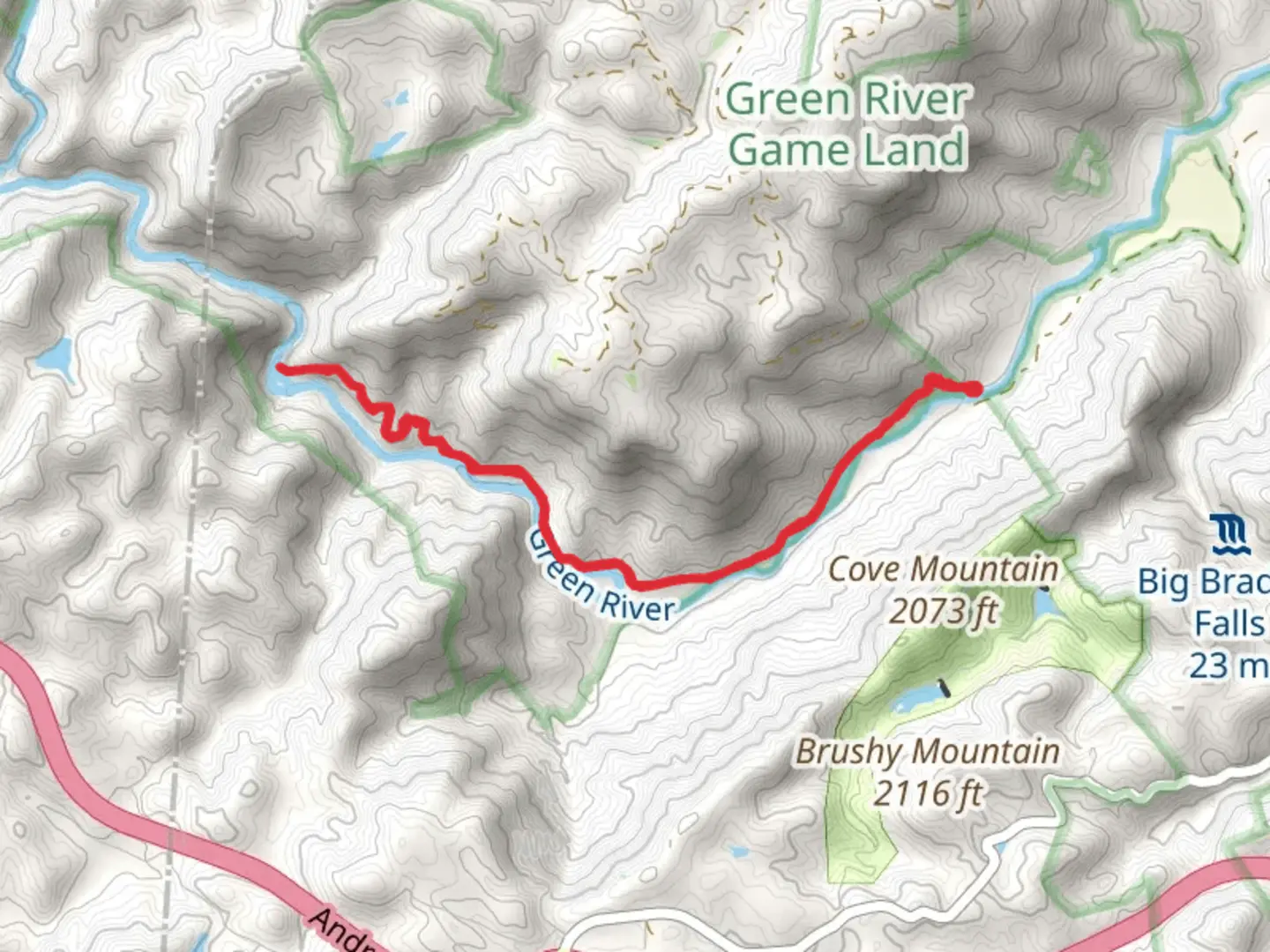 An image depicting the trail Green River Cove Trail and its surrounding area.