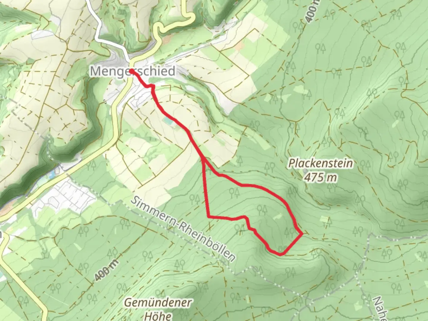 An image depicting the trail Mengerschieder Wald Short Loop and its surrounding area.