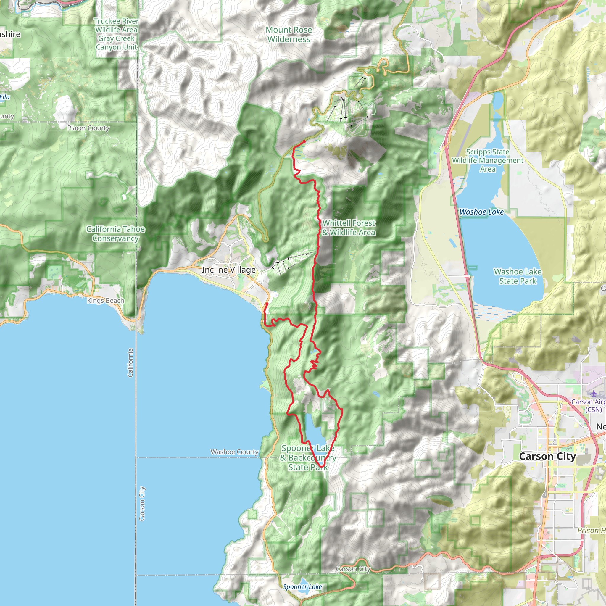 Tahoe Rim Trail and Marlette Lake mobile static map