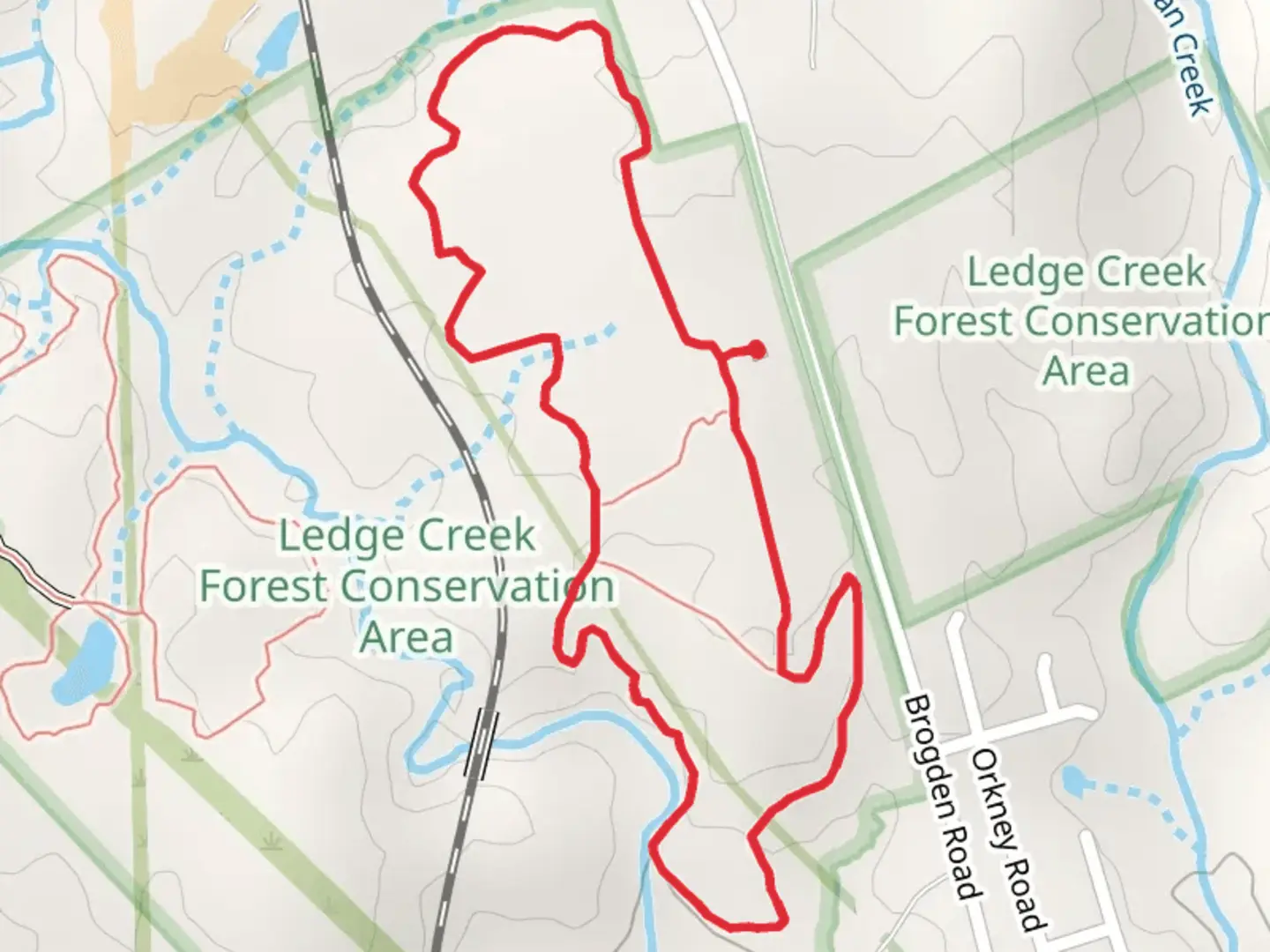 An image depicting the trail Brogden Road Loop and its surrounding area.