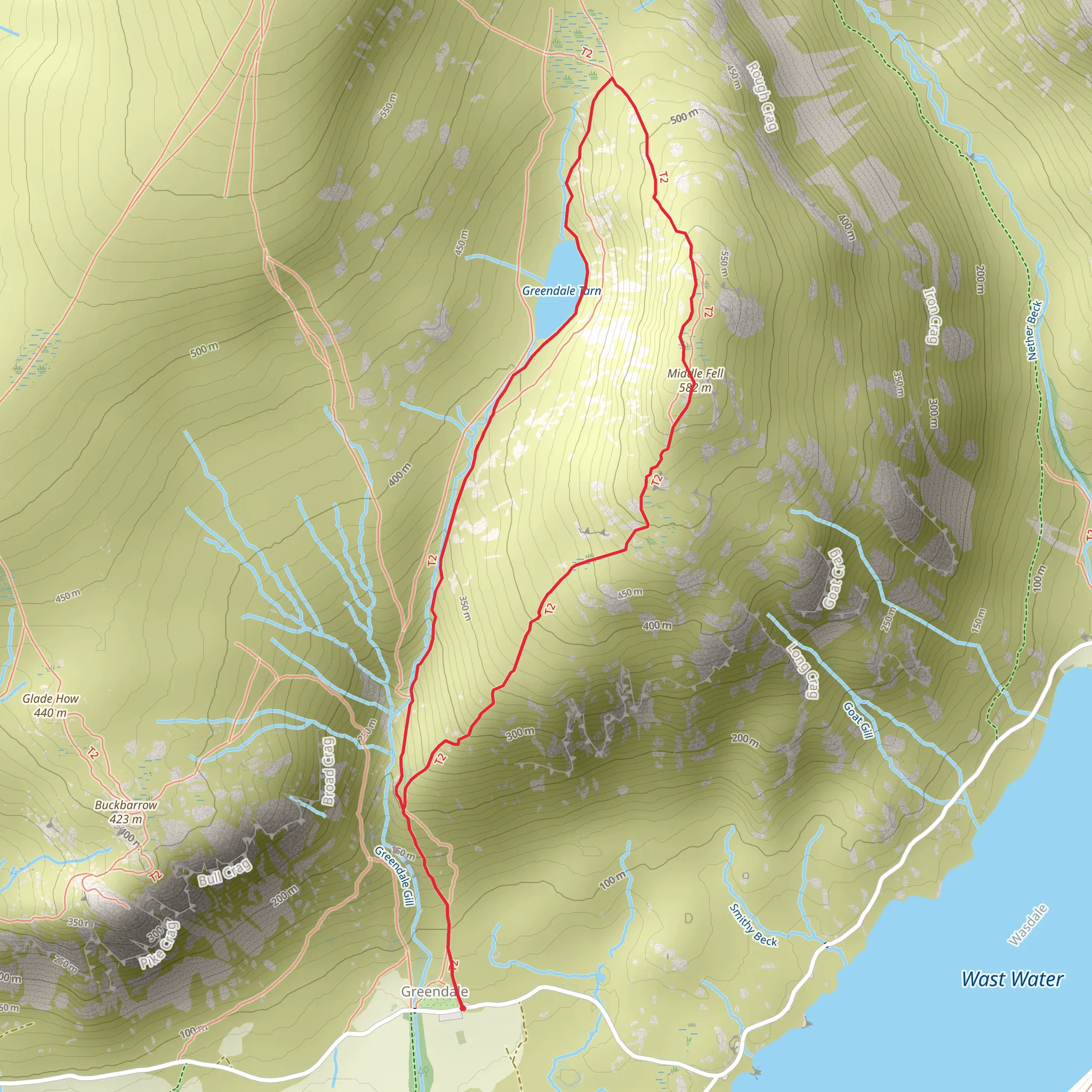 Greendale and Middle Fell Walk mobile static map