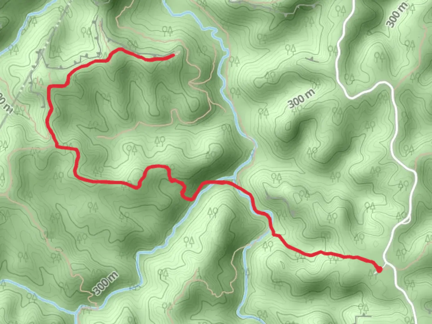 An image depicting the trail Rough Trail and Hanson's Point Trail and its surrounding area.