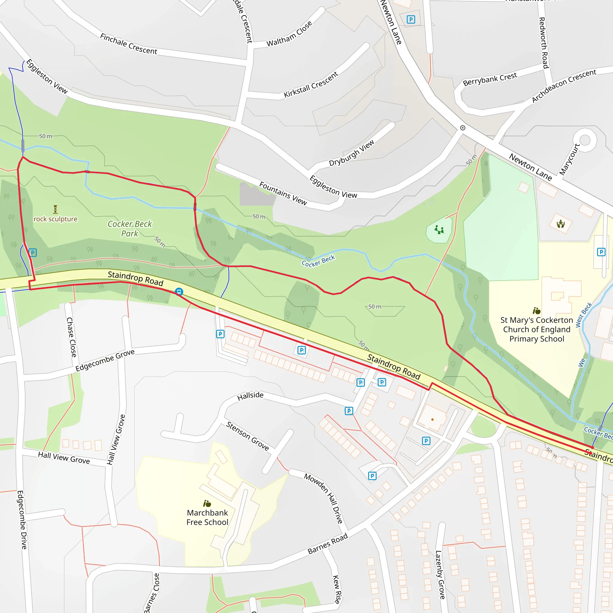 Mowden Park Loop mobile static map
