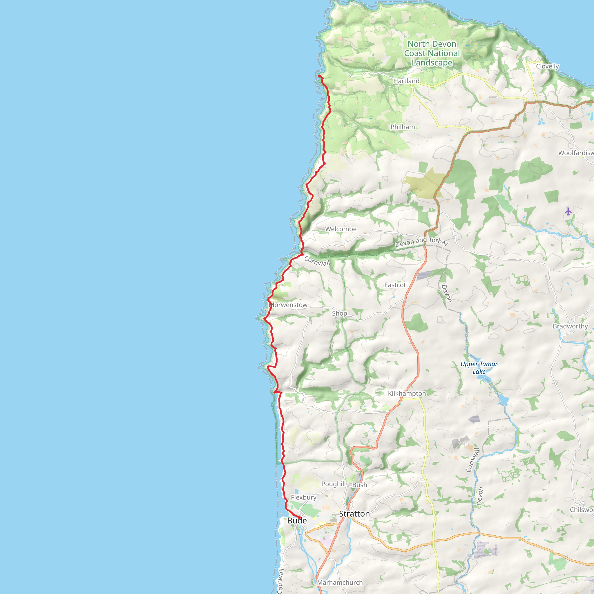 Hartland Quay to Bude Walk mobile static map