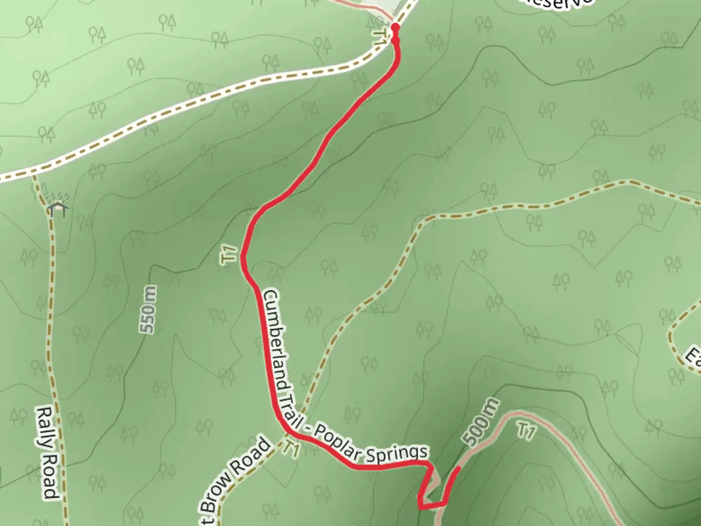 An image depicting the trail Game Reserve Road South Walk and its surrounding area.