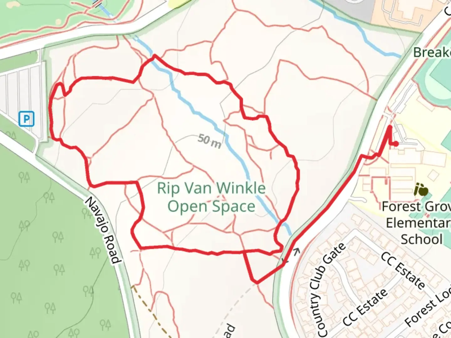An image depicting the trail Rip Van Winkle Open Space Loop and its surrounding area.
