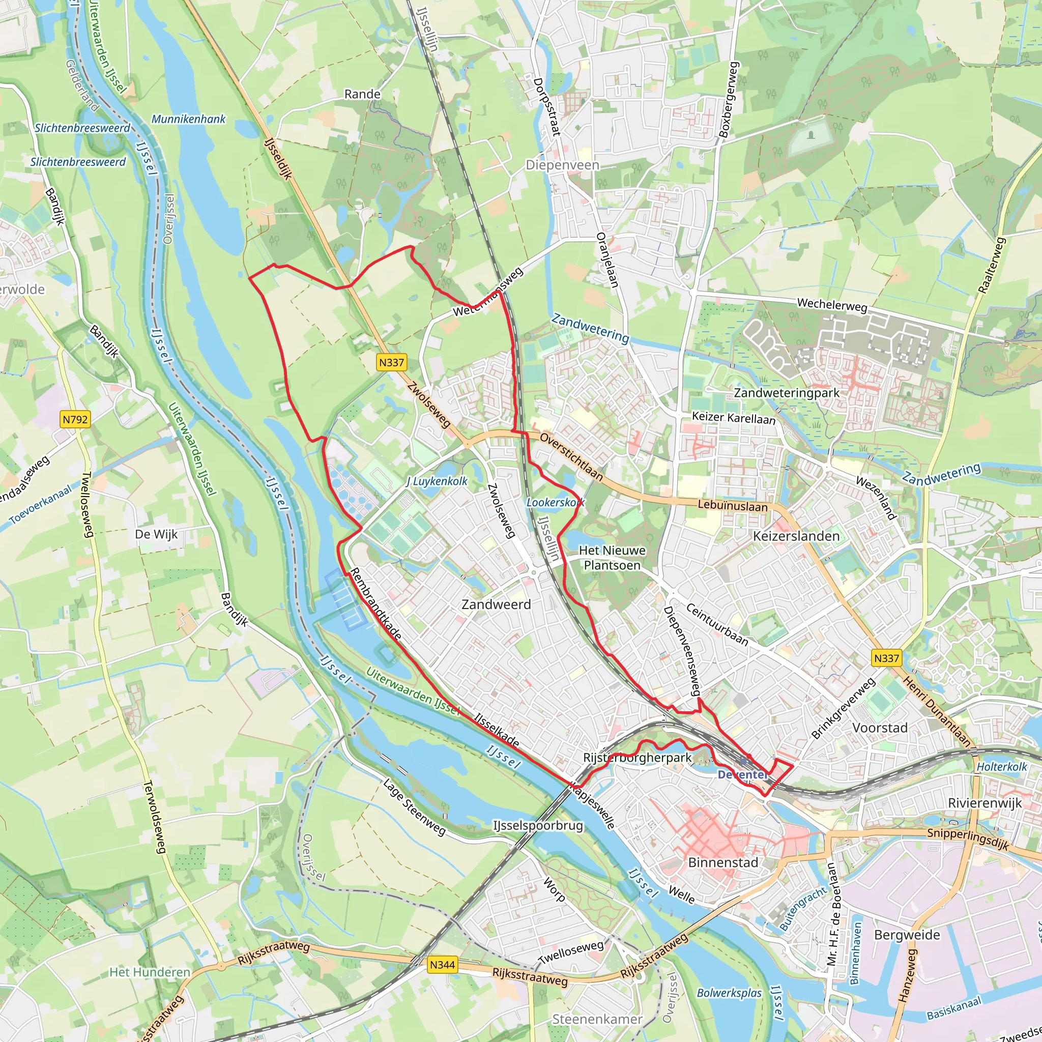 Lookerskolk and Klinkenbelts Kolk via Marskramerpad and Hanzestedenpad mobile static map