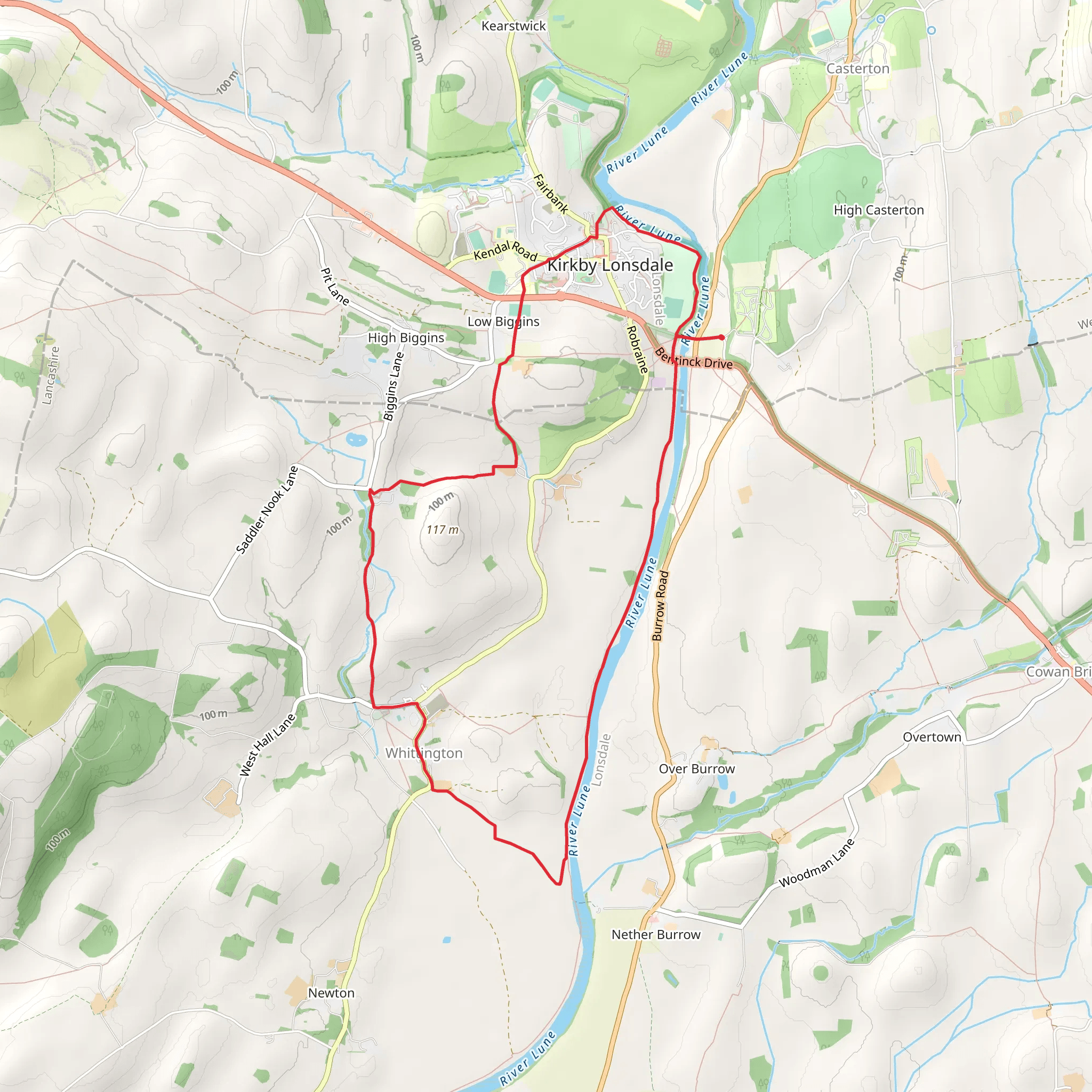 Kirkby Lonsdale - Whittington and River Lune mobile static map