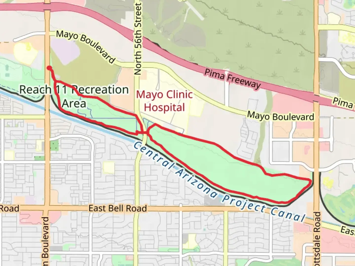 An image depicting the trail Reach 11 Recreation Area Loop and its surrounding area.