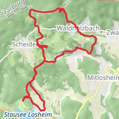 Stausee Losheim, Teufelsfelsen and Adelskopfchen Loop mobile static map