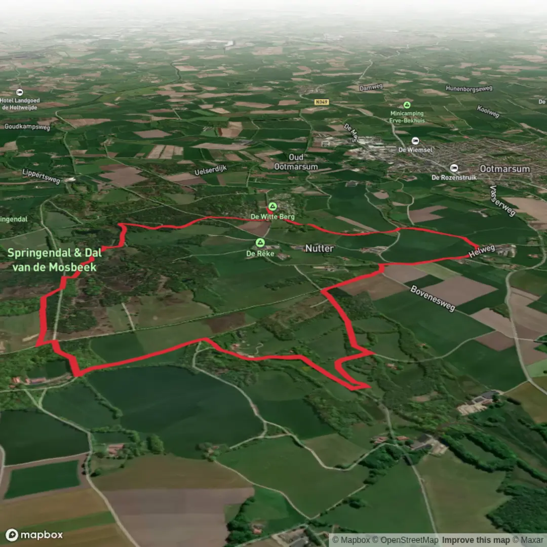 An image depicting the trail Hazelbekke, Landgoed Springendal and Grafheuvels Loop and its surrounding area.