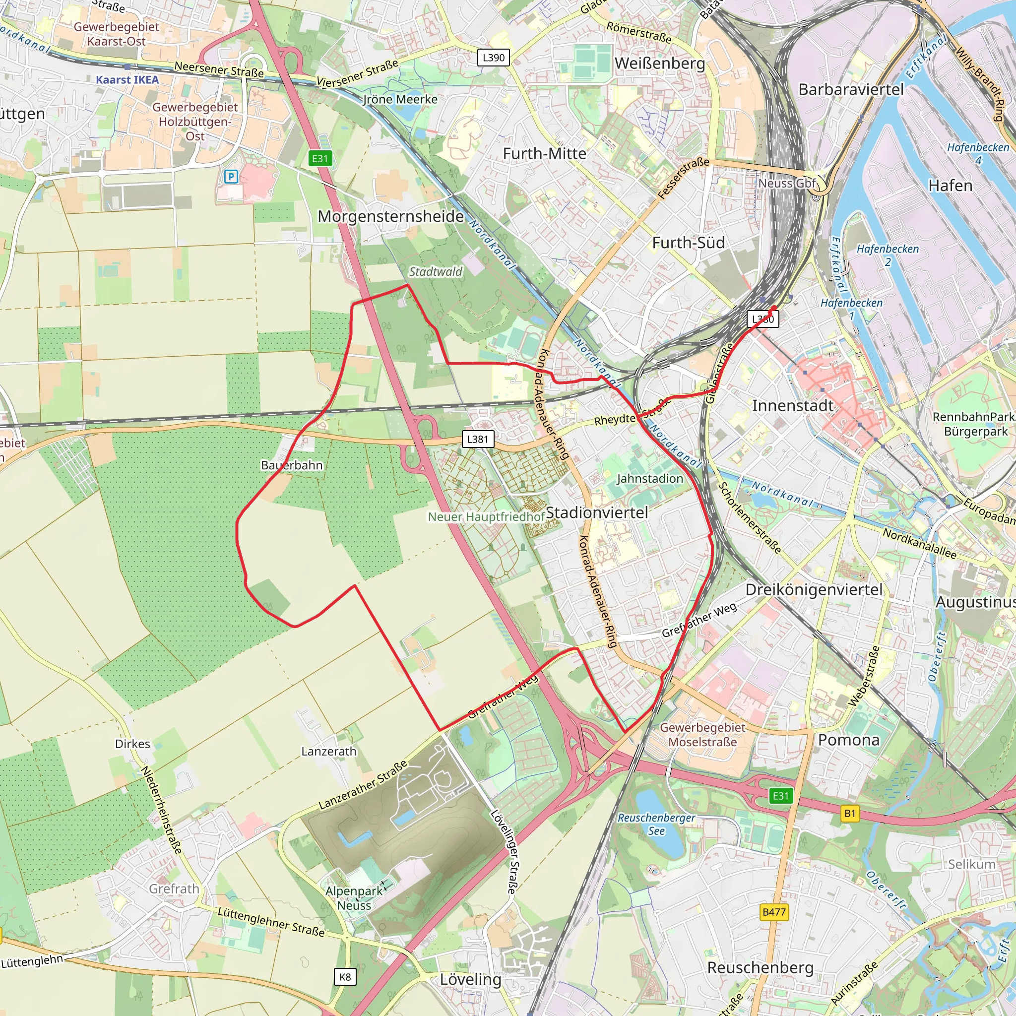Neuss Loop via Bauerbahn mobile static map