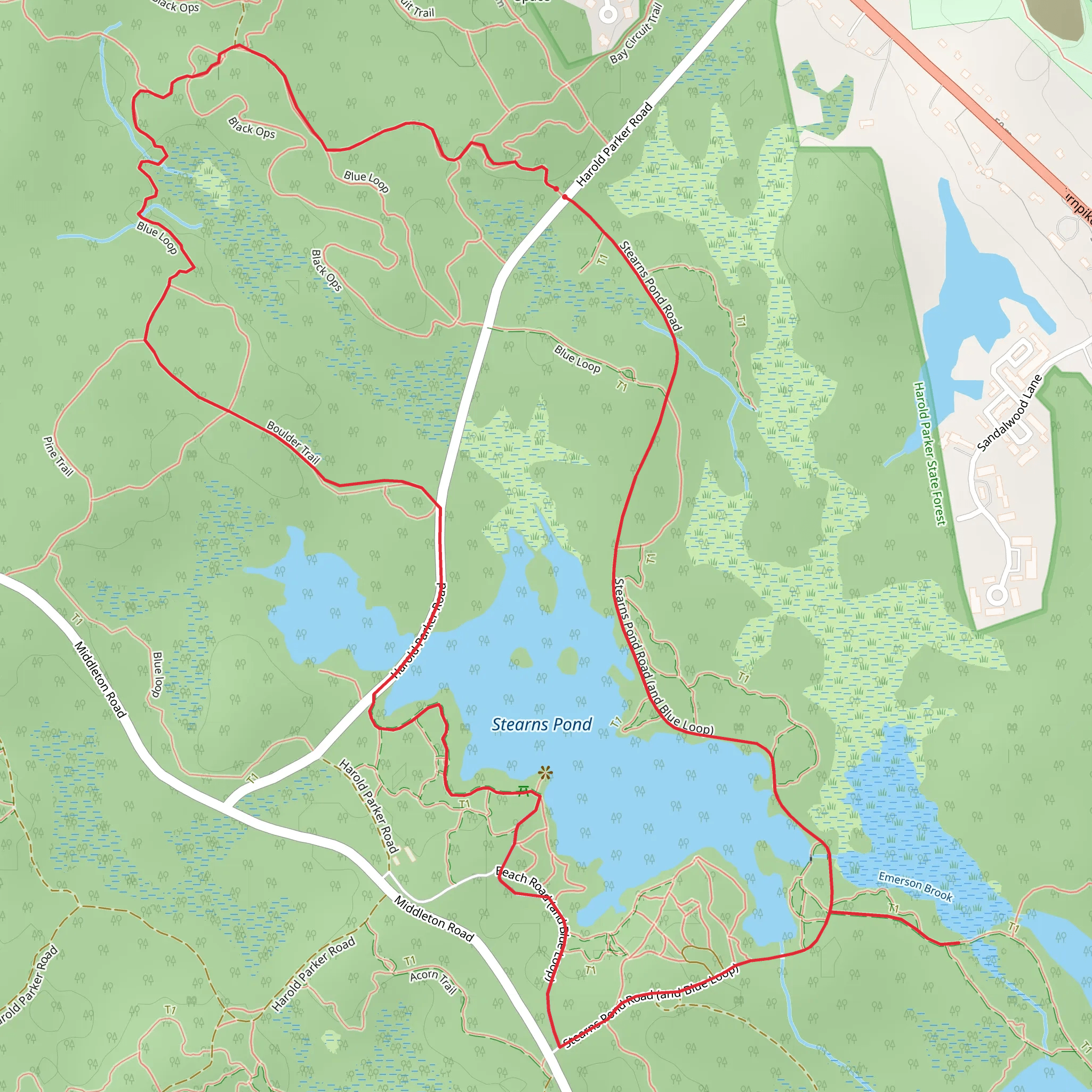 Stearns Pond Loop mobile static map