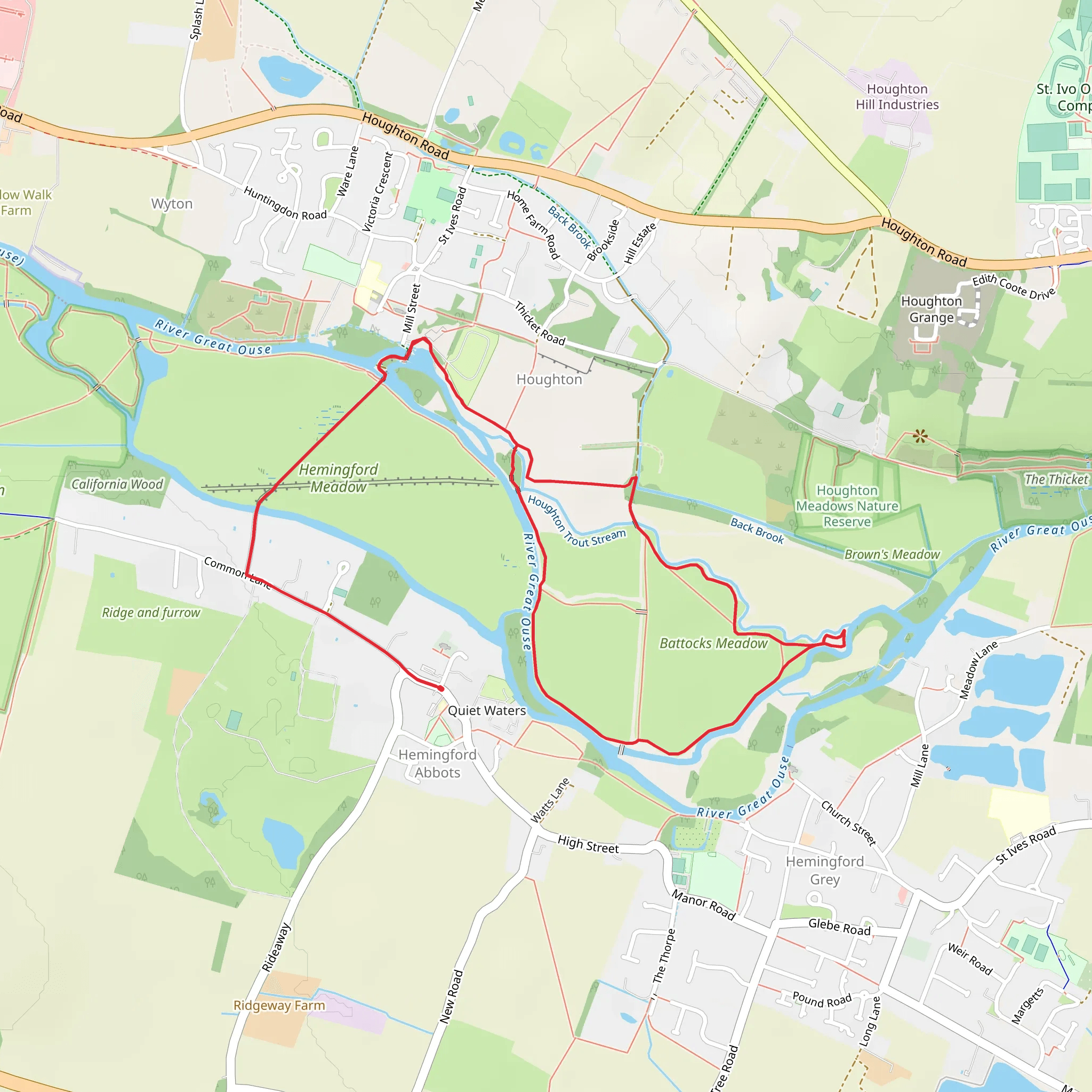 Houghton Mill and River Great Ouse Loop mobile static map