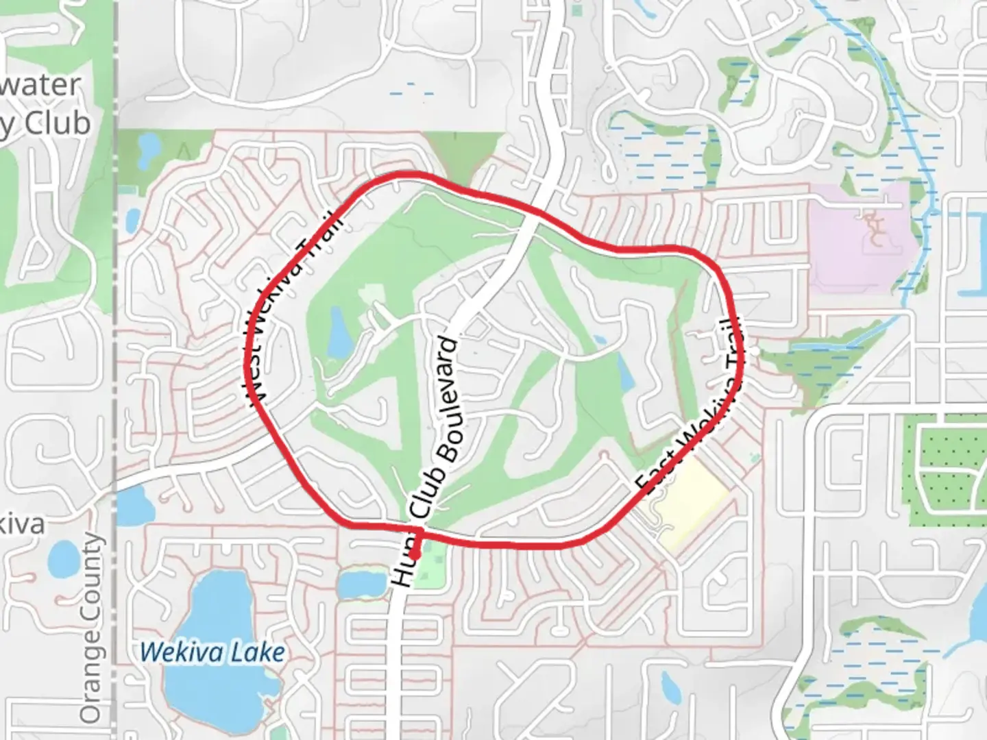 An image depicting the trail Wekiva Golf Club Loop and its surrounding area.
