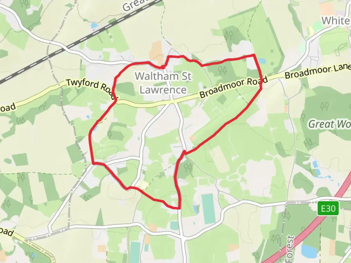 An image depicting the trail Waltham St Lawrence Loop and its surrounding area.