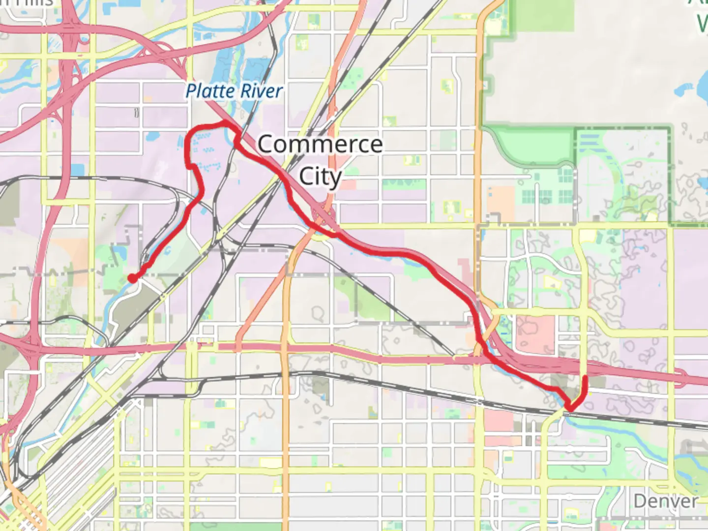 An image depicting the trail Platte River and Sand Creek Trail and its surrounding area.