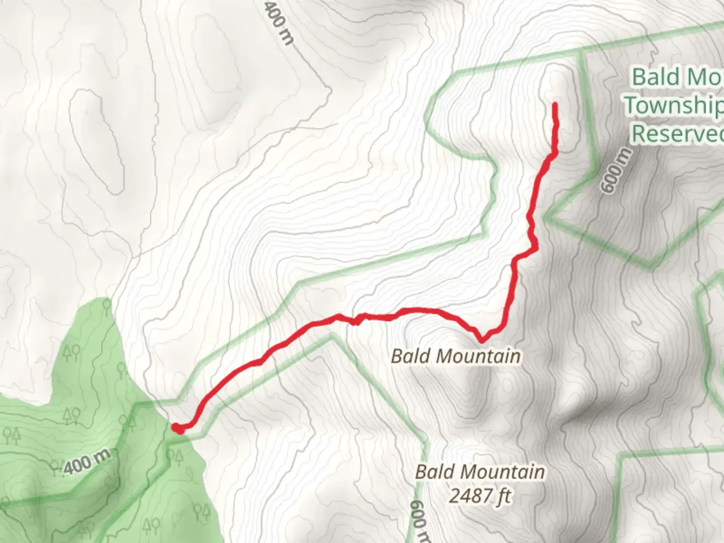 An image depicting the trail Bald Mountain via Appalachian Trail and its surrounding area.