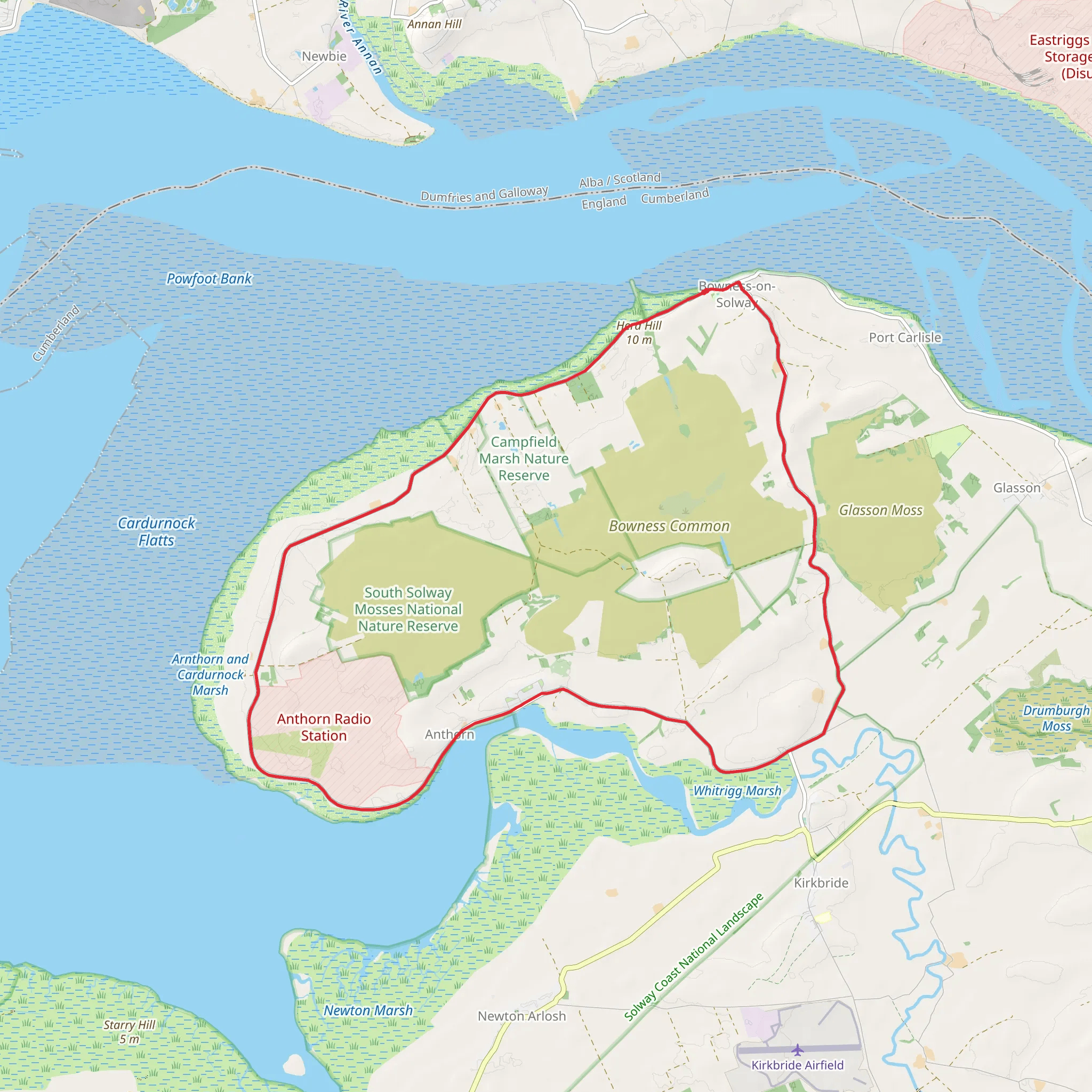 Bowness on Solway to Antorn and Whitrigg Loop mobile static map