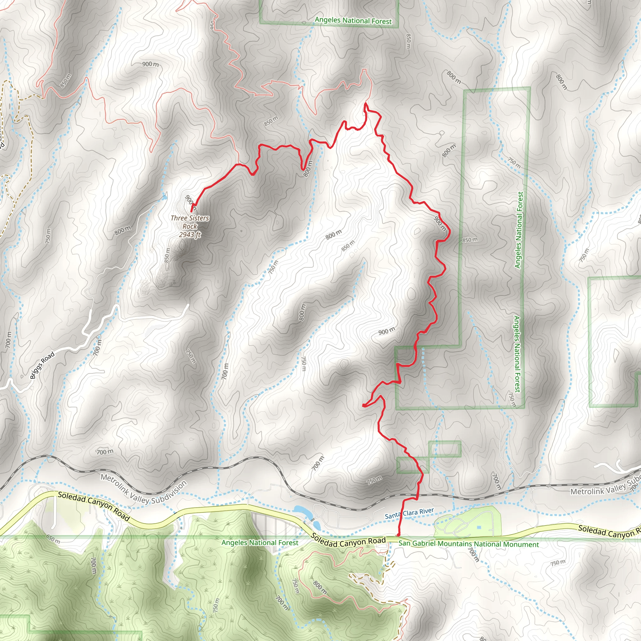 Three Sisters rock via PCT mobile static map