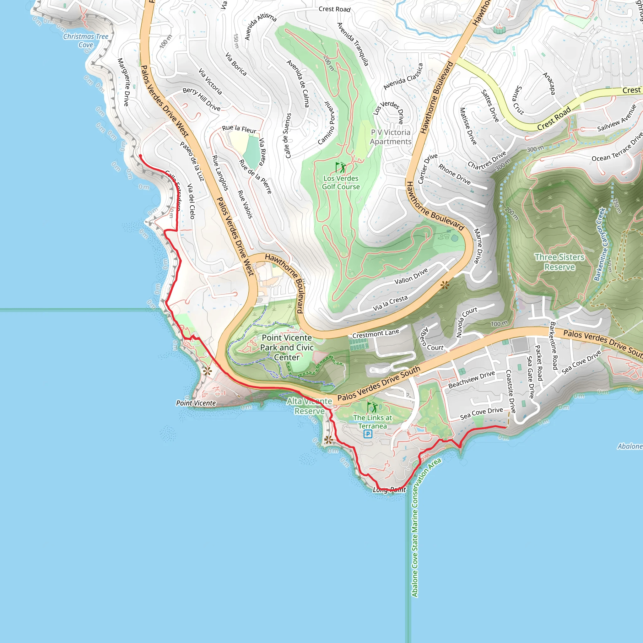 Golden Cove Trail and Vanderlip Park mobile static map