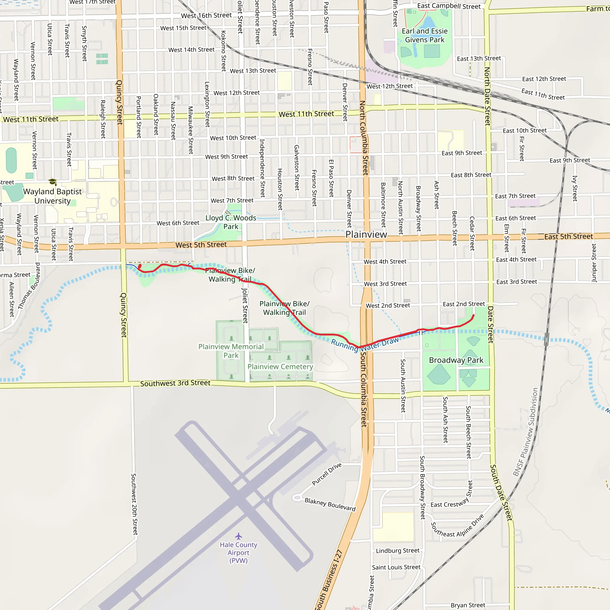 Plainview Walking Trail - Quincy Street mobile static map