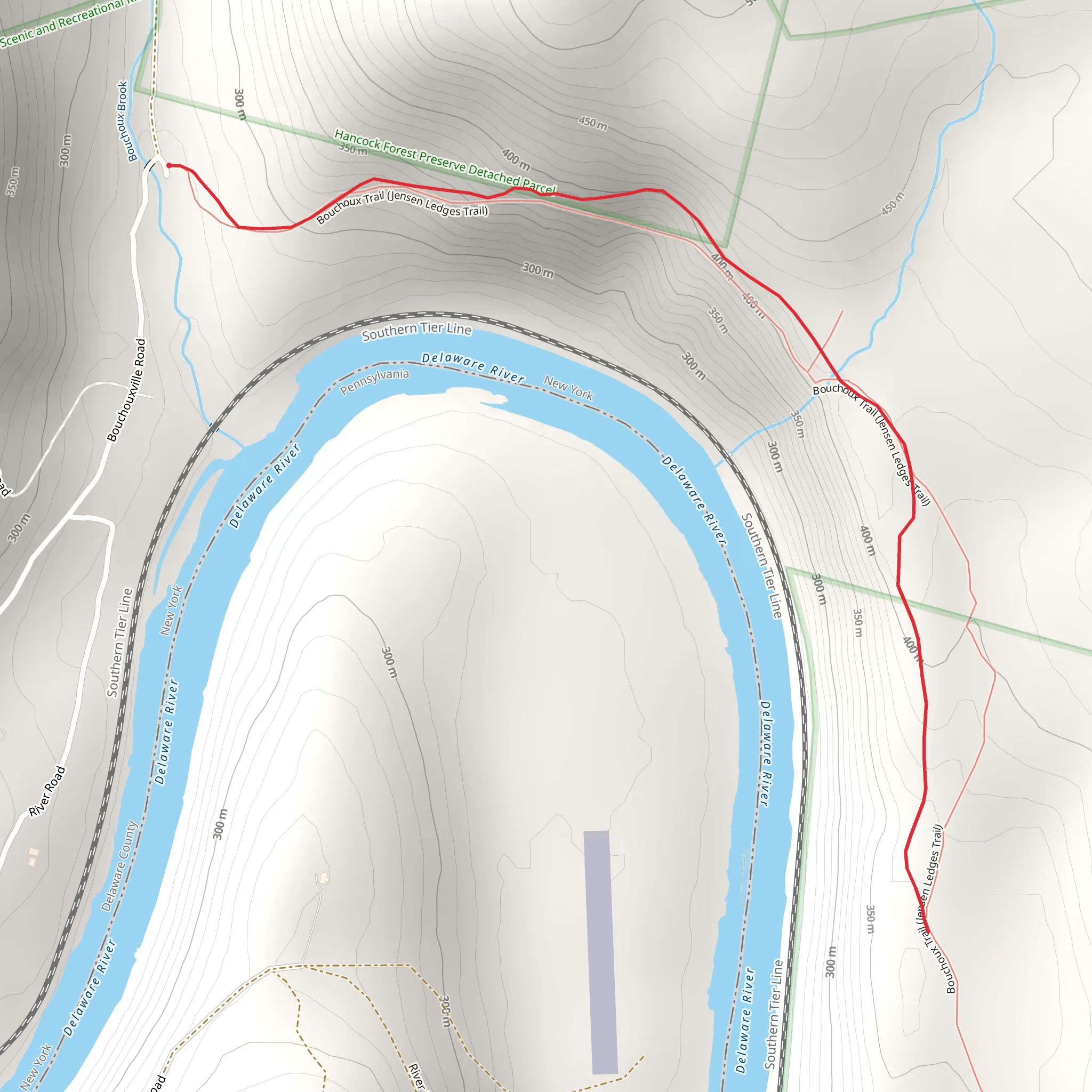 Walk along Delaware River from Bouchouxville Creek Road mobile static map