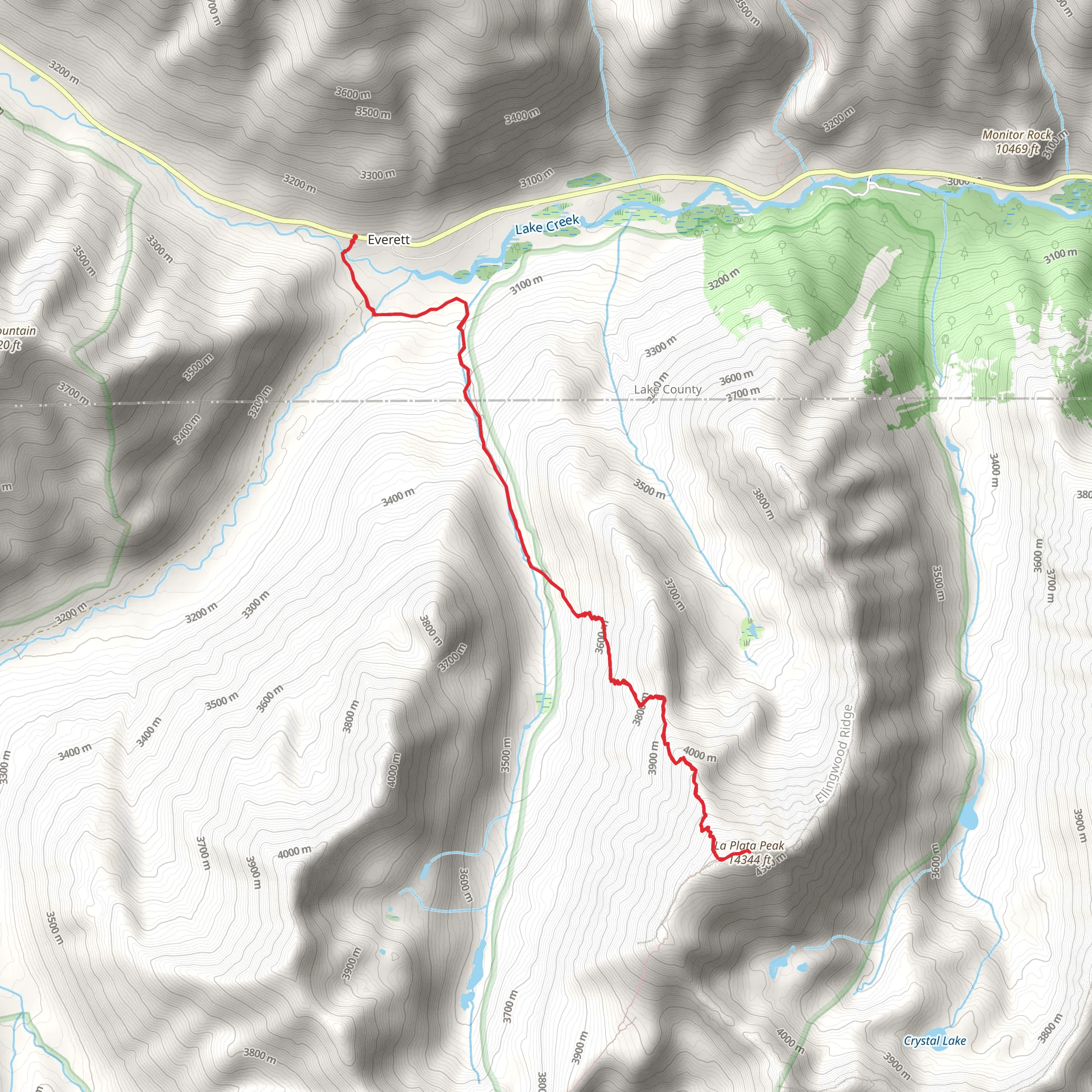 La Plata Peak Trail mobile static map