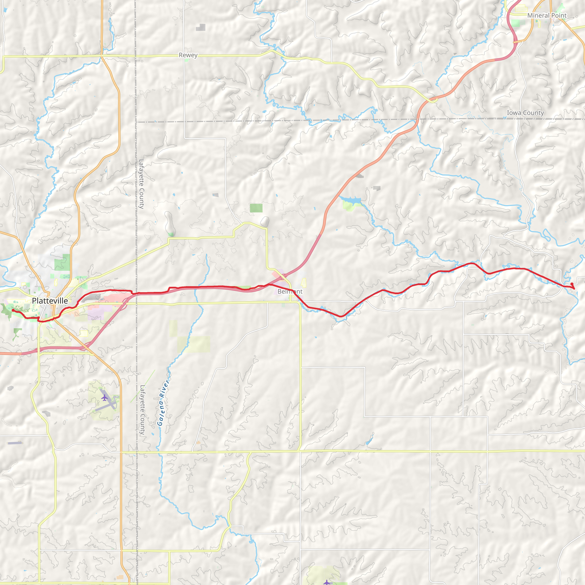 Pecatonica State Trail to Pioneer Trail mobile static map
