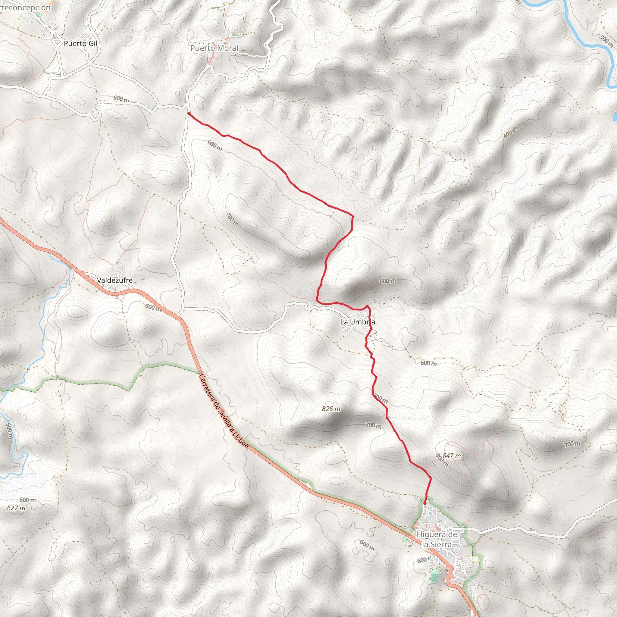 Higuera de la Sierra - Puerto Moral mobile static map
