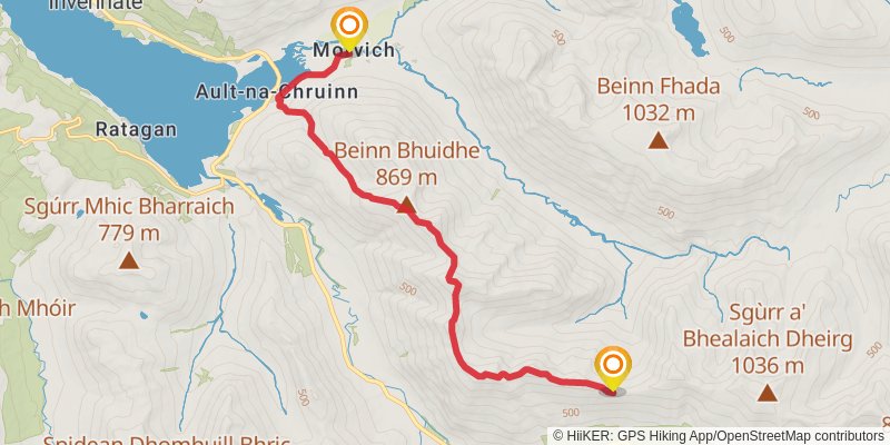 Beinn Fhada, The Brothers and Five Sisters Loop stage 3 Map