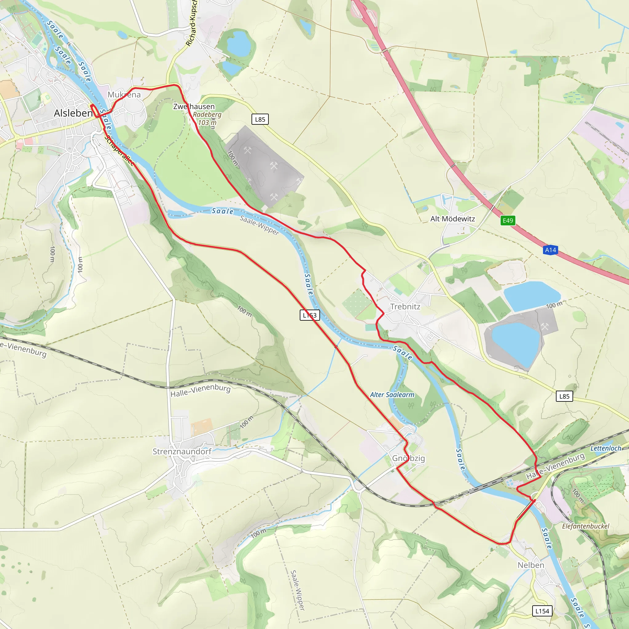 River Saale Loop from Alsleben mobile static map