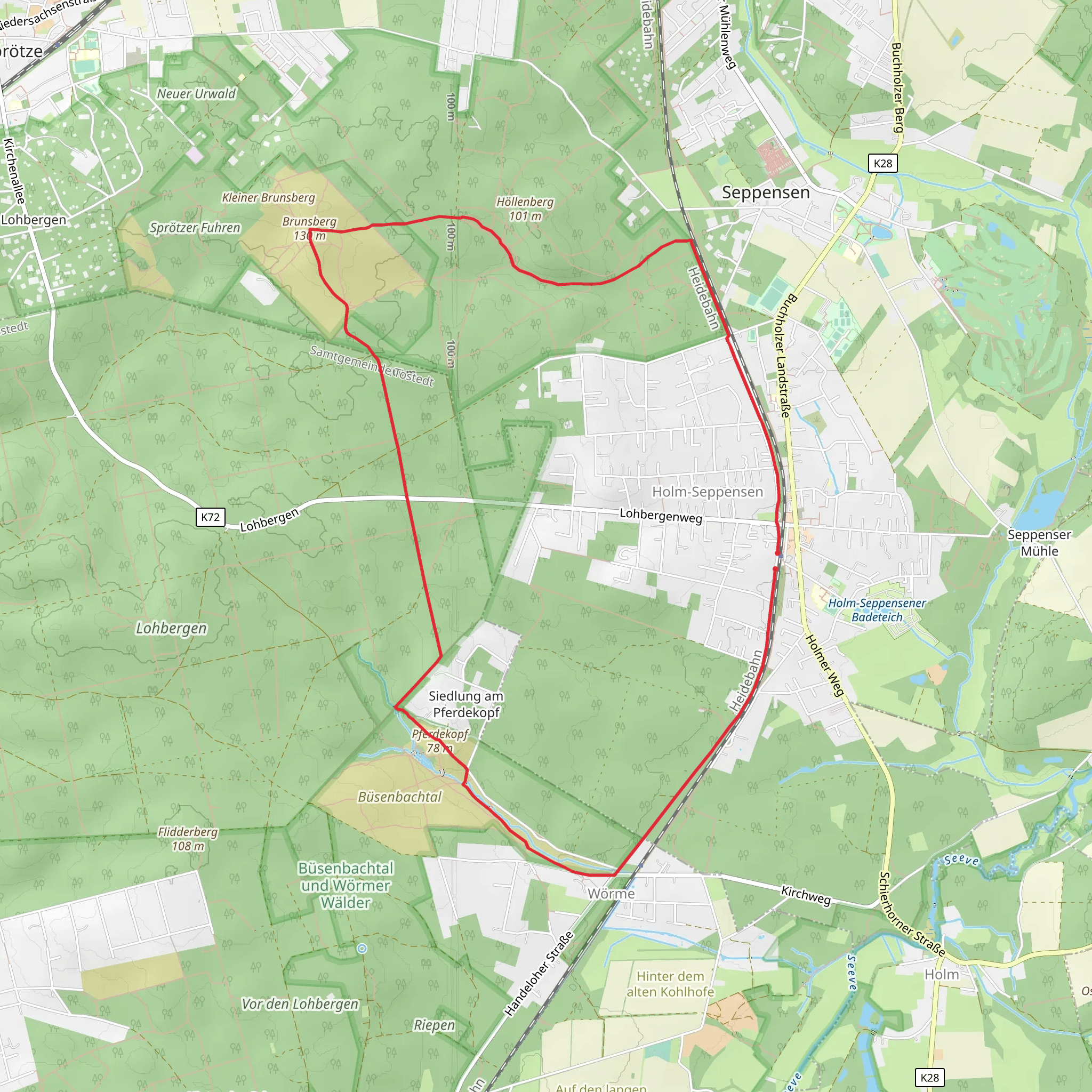 Holm Seppensen, NSG Brunsberg and Pferdekopf Loop mobile static map