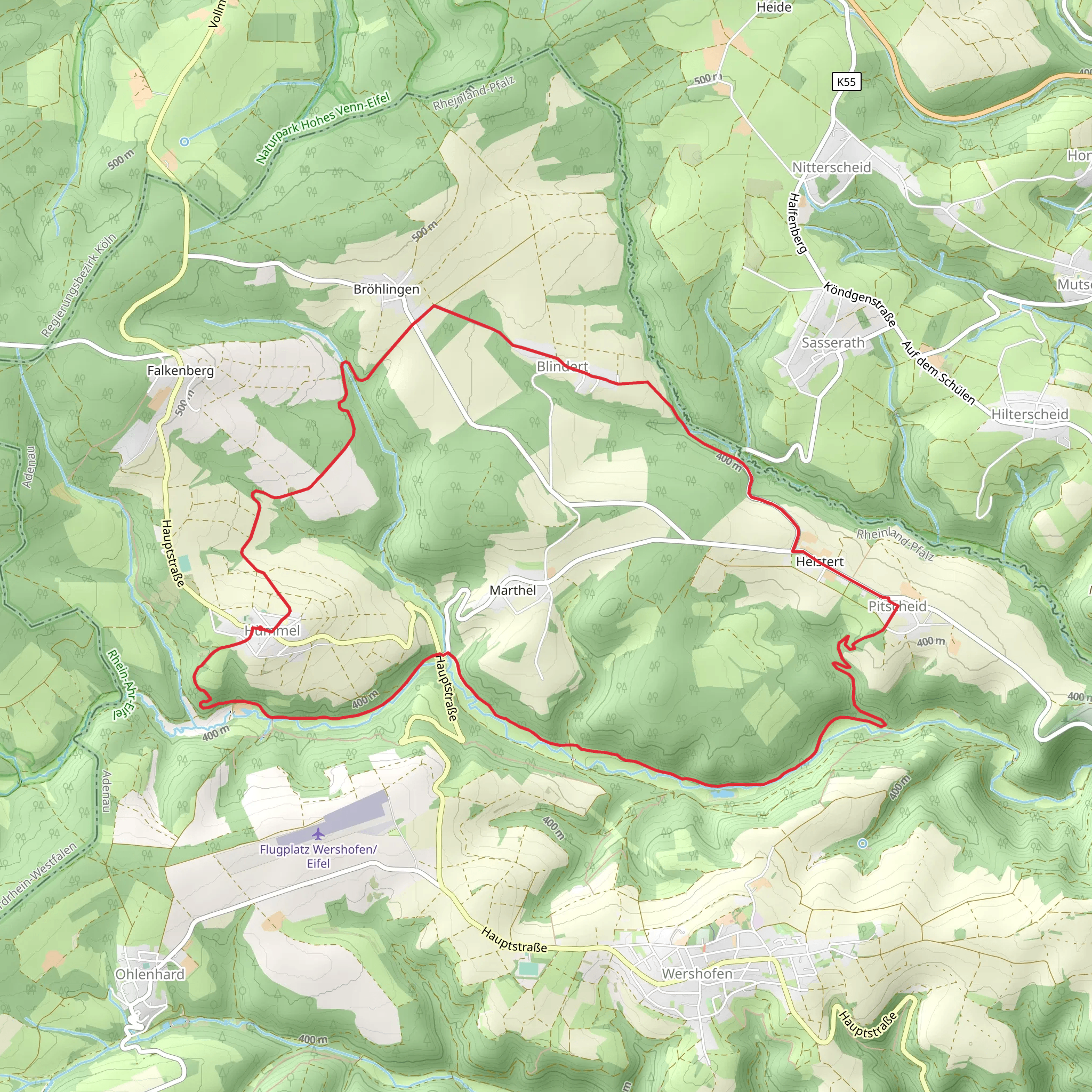 Hümmel to Blindert and Pitscheid Loop via Auf den Spuren alter Muhlen mobile static map
