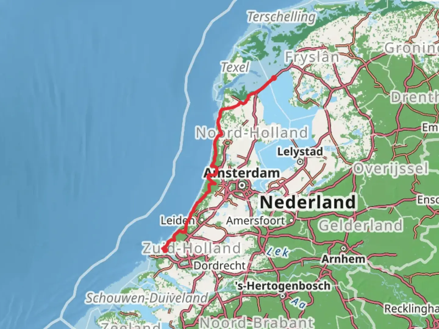 An image depicting the trail Nederlands Kustpad 2 - Hoek van Holland Haven to Breezanddijk and its surrounding area.