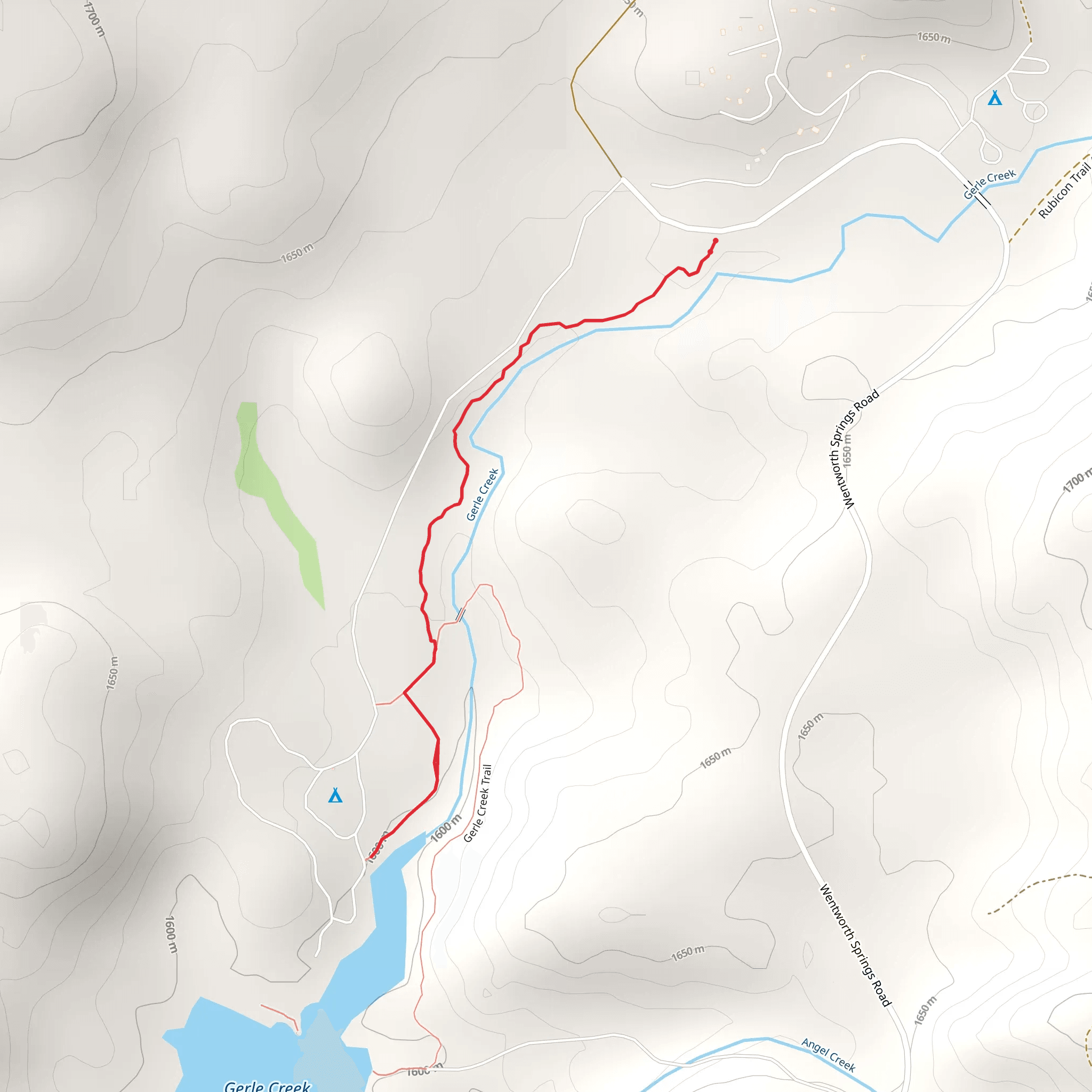 Gerle Creek Interpretive Trail to Gerle Creek Divide Reservoir mobile static map