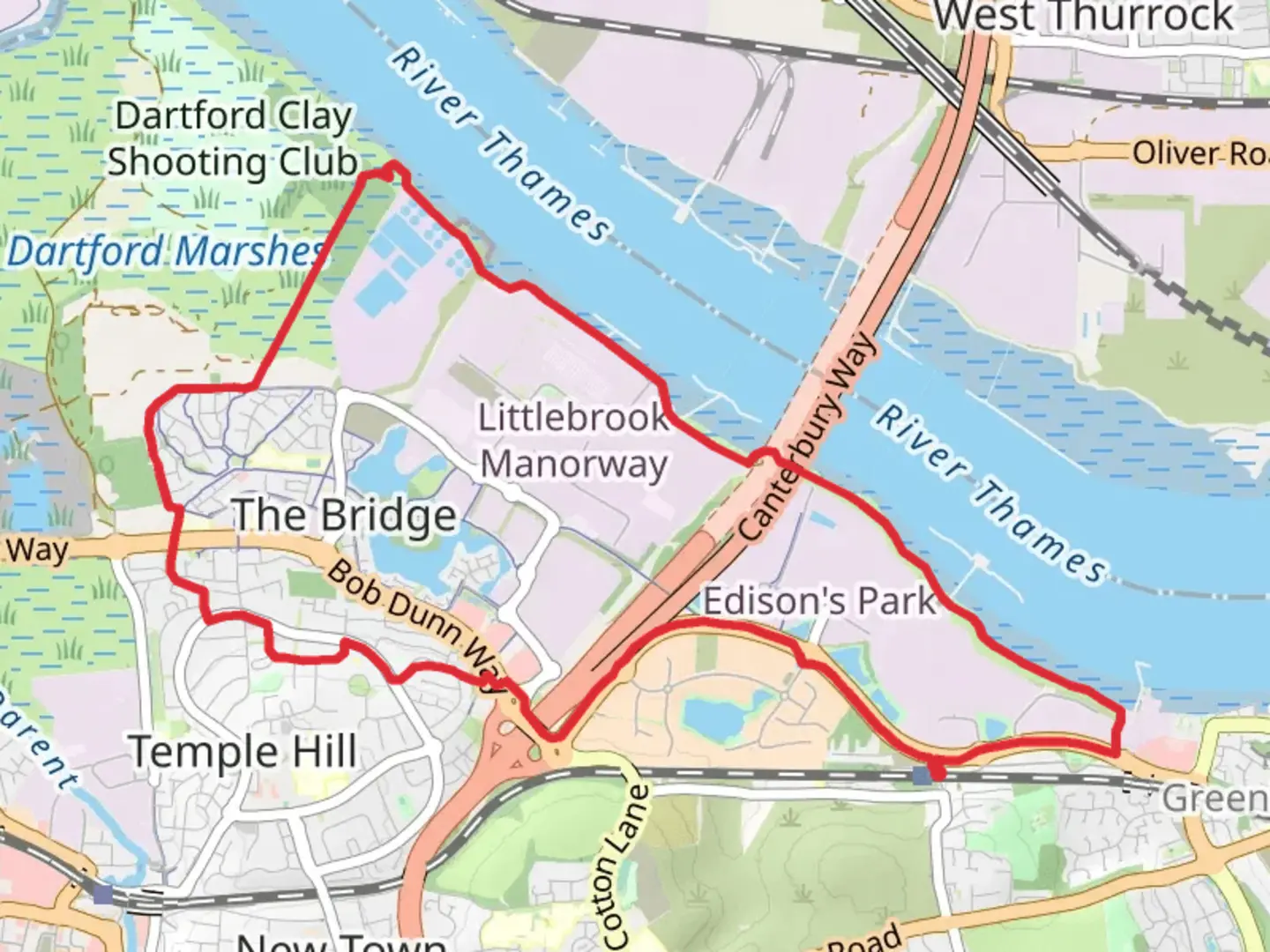 An image depicting the trail Greenhithe Circular Path and its surrounding area.