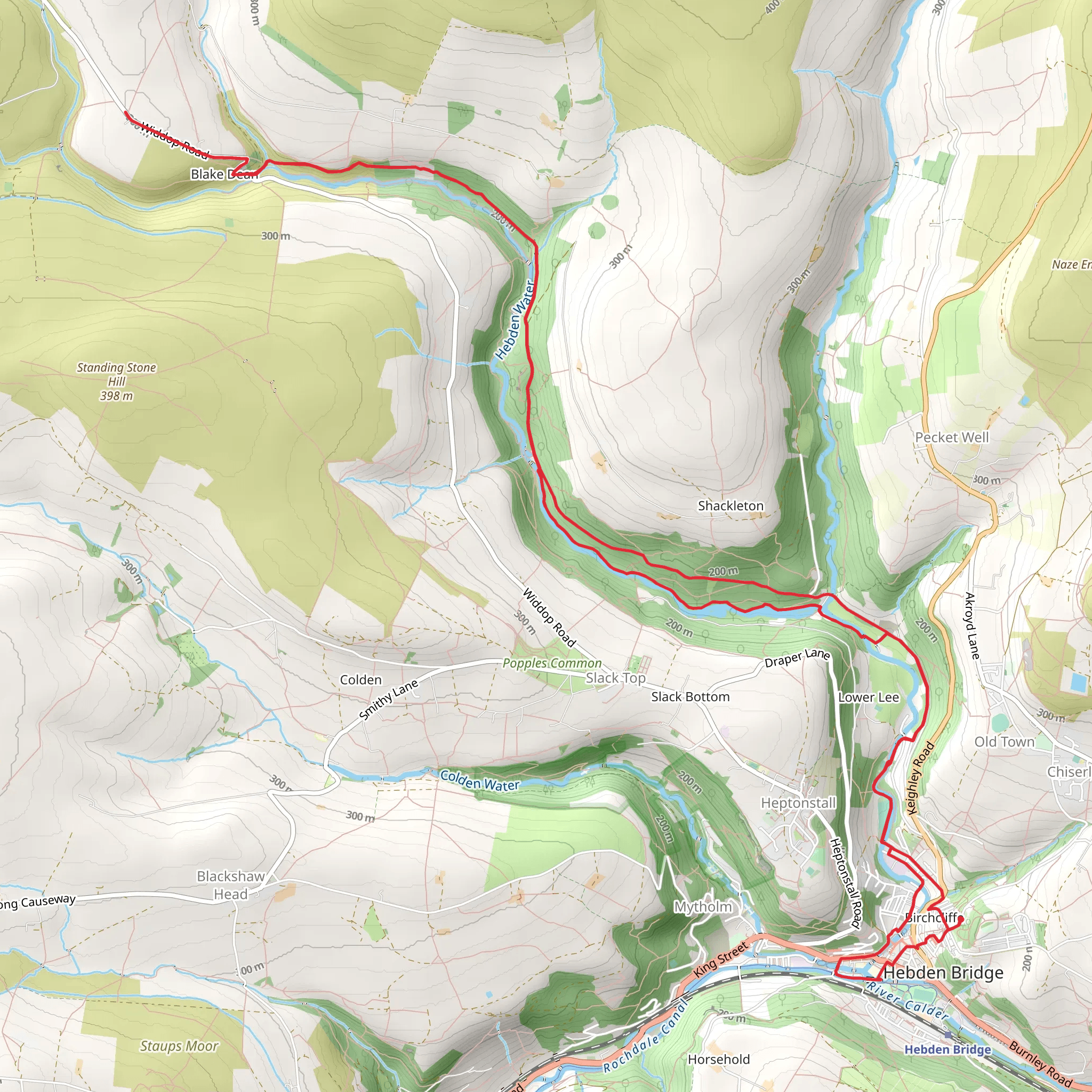Hebden Water, Mill Pond and Gibson Mill Walk mobile static map