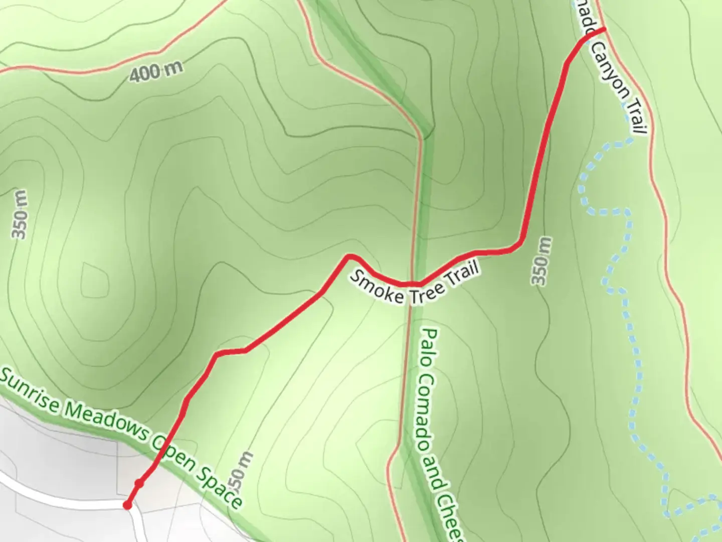 An image depicting the trail Smoke Tree Trail and its surrounding area.