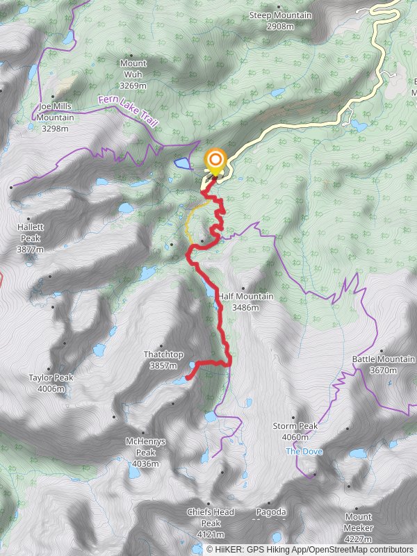 Mills Lake and Solitude Lake via Glacier Gorge Trail mobile static map