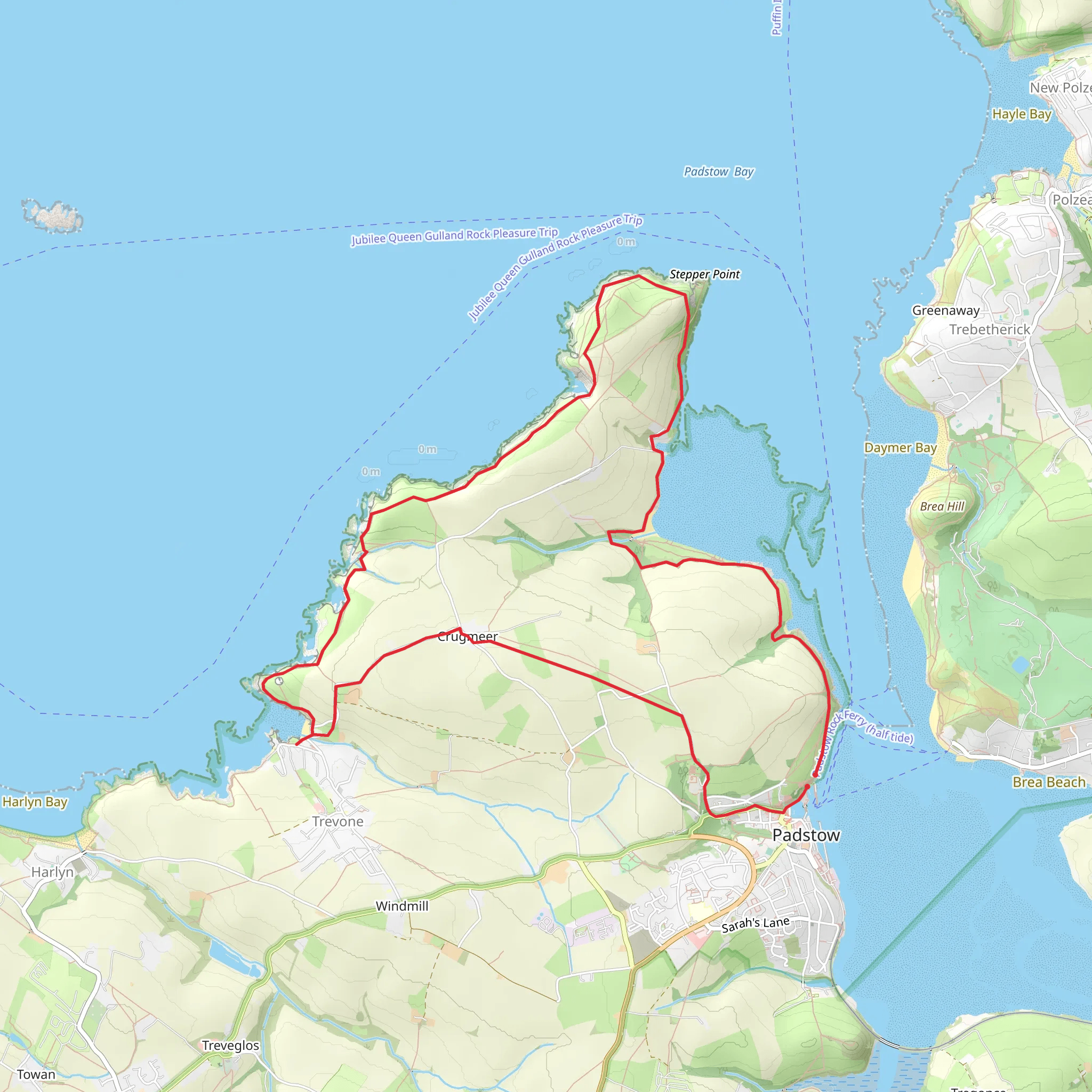 Stepper Point and Beyond from Padstow mobile static map