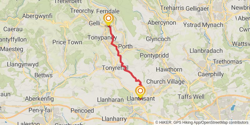 Penrhys Pilgrimage Way stage 2 Map