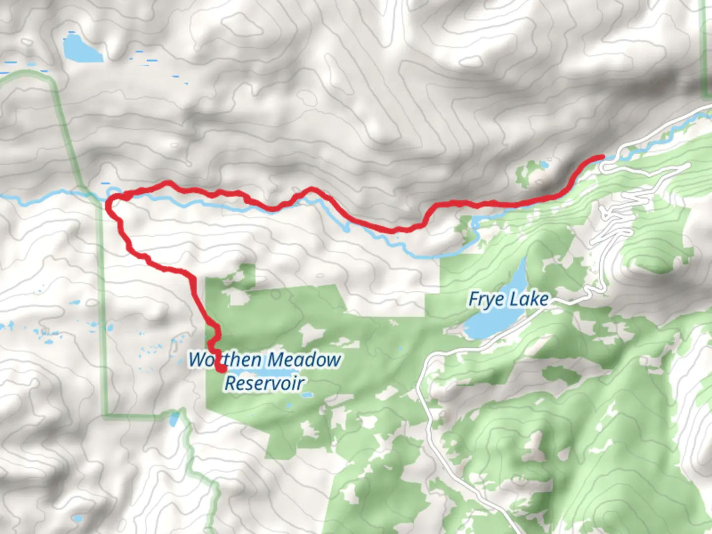 An image depicting the trail Middle Fork Trail Out and Back and its surrounding area.